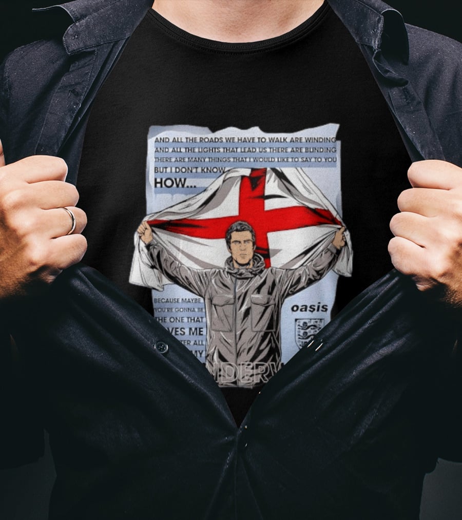 Liam Gallagher Oasis Lyrics You're My Wonderwall England Flag T-Shirt