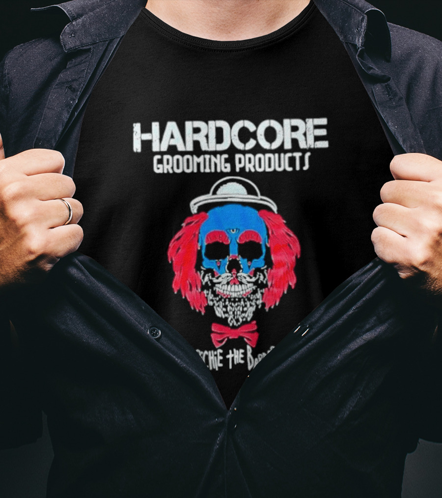 Hardcore Grooming Products Richie The Barber Skull Art Bow Tie T-Shirt