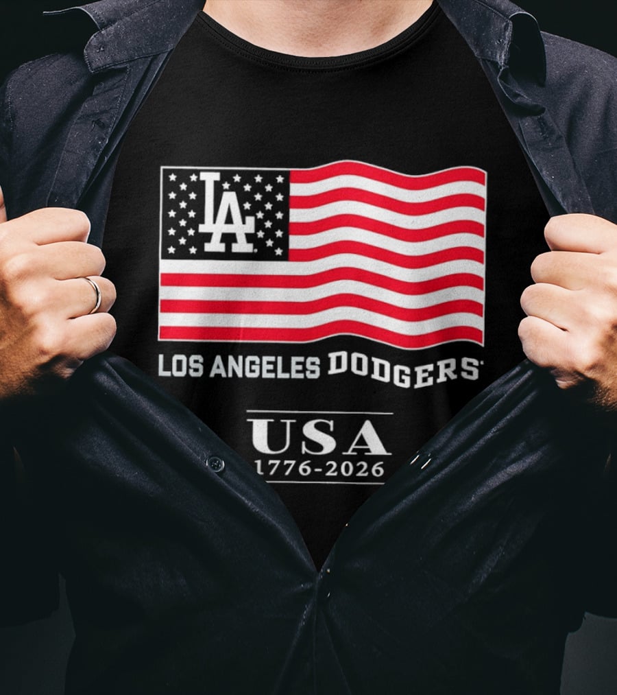 Los Angeles Dodgers USA Flag 1776 2026 T-Shirt