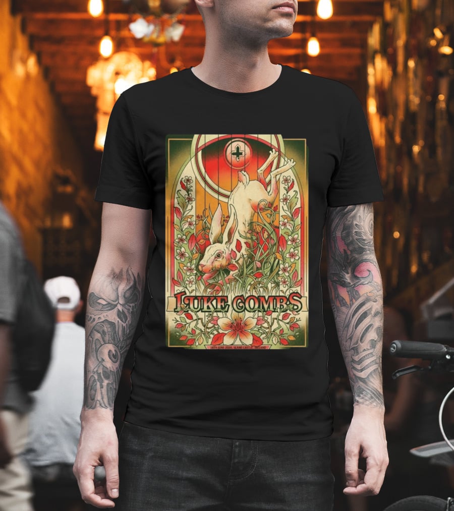 Luke Combs Slane Castle Ireland June 18 2026 Rabbit Floral Art Deco T-Shirt