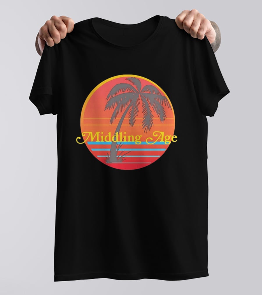Middling Age Sunset Gradient Palm Tree Tropical T-Shirt