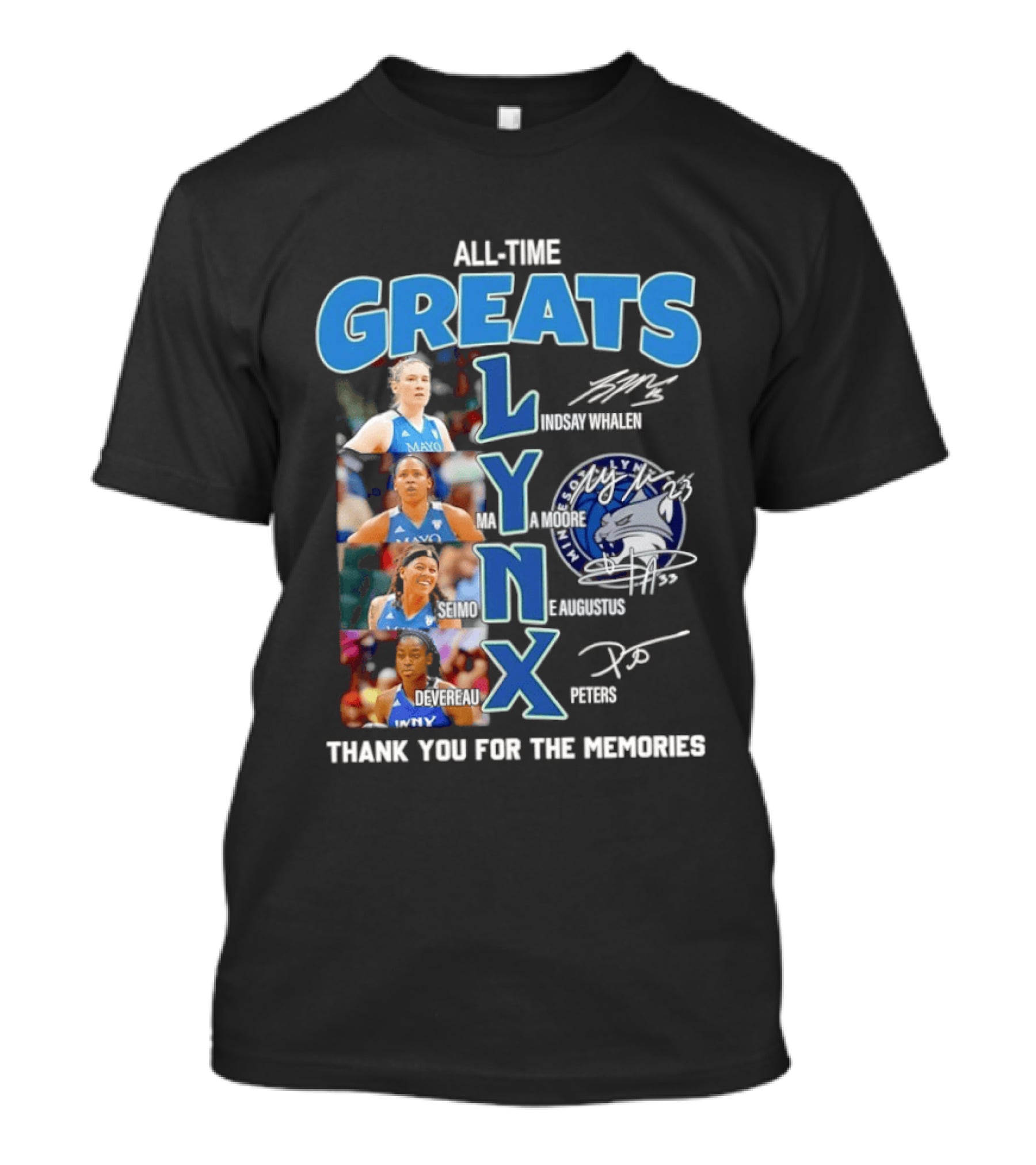 Minnesota Lynx All Time Greats Thank You For The Memories Signatures T-Shirt