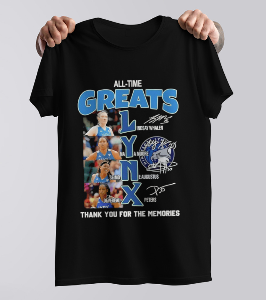 Minnesota Lynx All Time Greats Thank You For The Memories Signatures T-Shirt