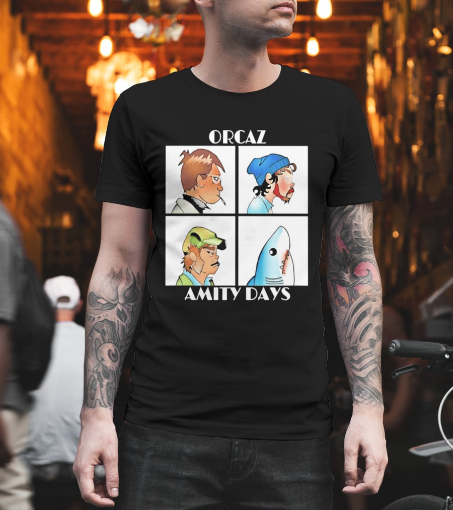 Orcaz Amity Days Four Grid Shark Bite Album Cover T-Shirt