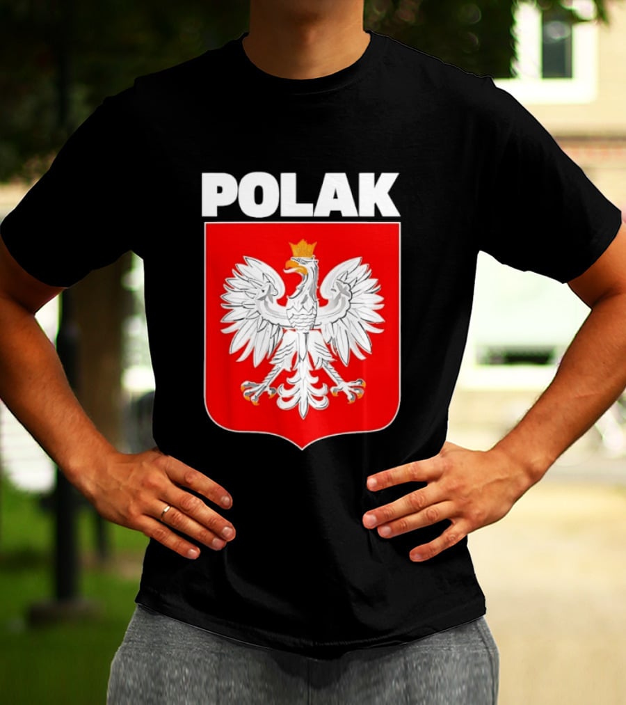 Polak Polish Eagle Emblem White Text Red T-Shirt