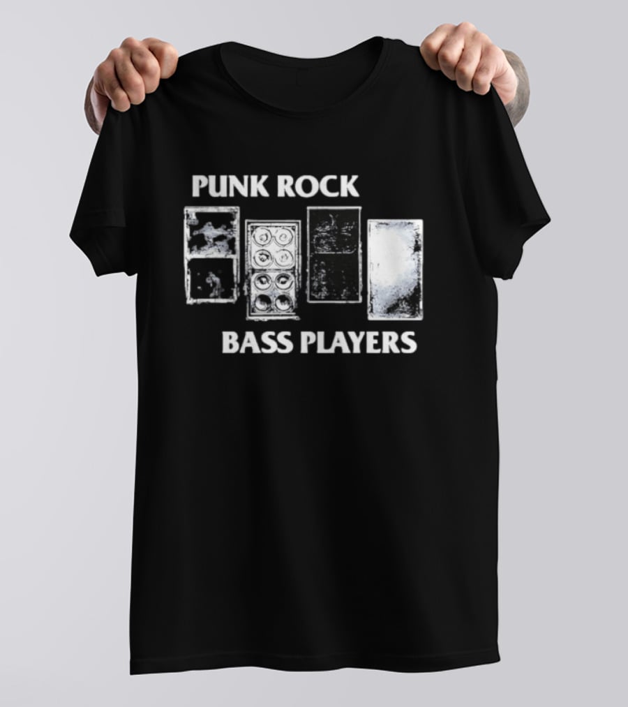 Punk Rock Bass Players Amplifier Musician Black White Speaker Cabinet T-Shirt
