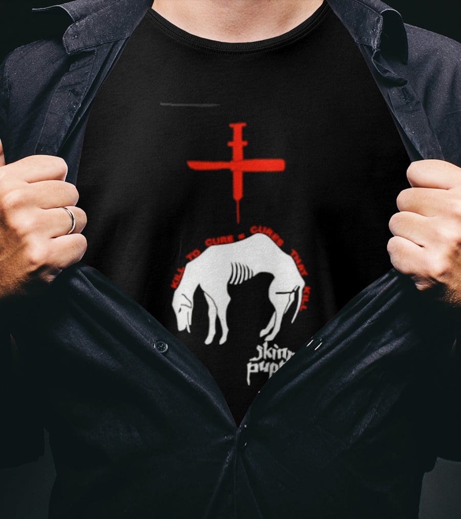 Skinny Puppy Kill To Cure Syringe Skeleton Artwork Cures That Kill T-Shirt
