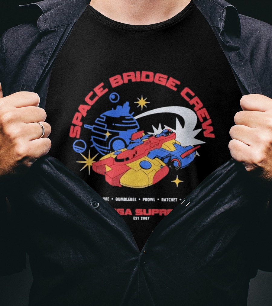 Space Bridge Crew Omega Supreme Optimus Prime Bumblebee Prowl Ratchet Bulkhead T-Shirt