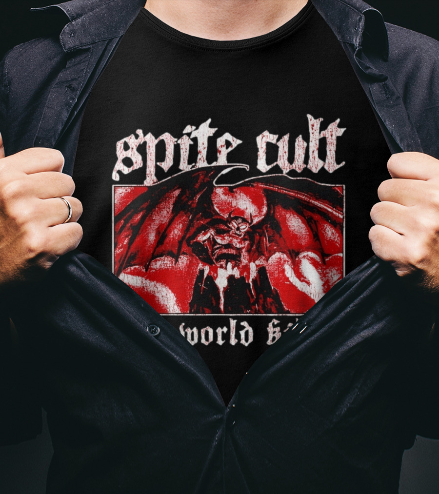 Spite Cult Horned Demon Spreading Wings On Mountain New World Killer T-Shirt