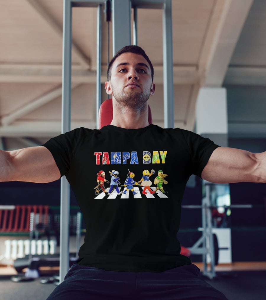 Tampa Bay Sports Mascots Walking Abbey Road Style Sports In City T-Shirt