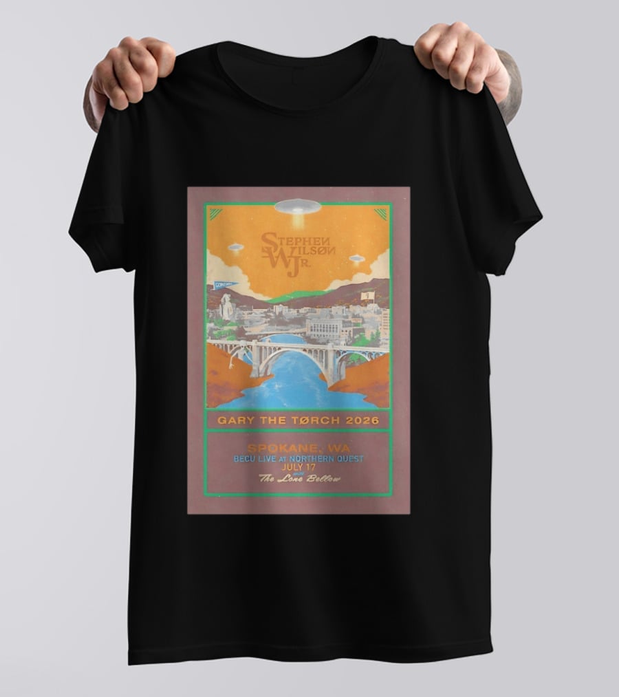 Stephen Wilson Jr Gary The Torch 2026 Bridge UFO Spokane WA Concert July 17 The Lone Bellow T-Shirt