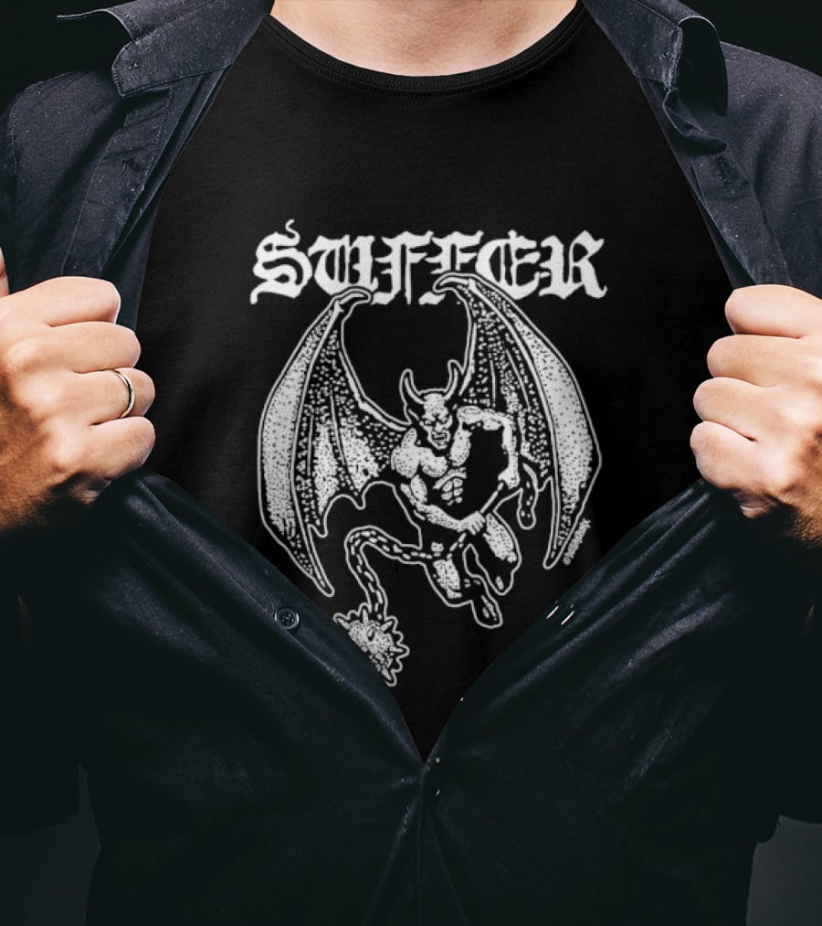 Suffer Devil With Morning Star Heavy Metal Iconic Demon T-Shirt