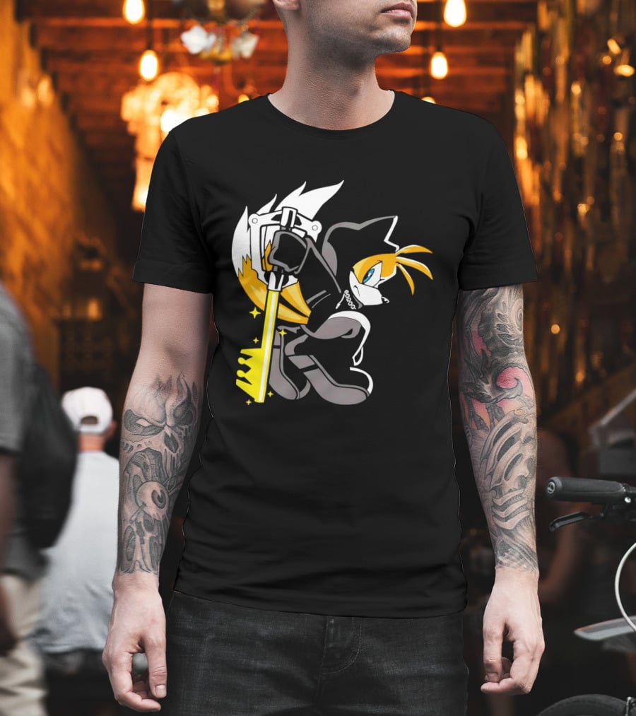 Tails The Fox In Organization XIII Cloak Holding Keyblade T-Shirt