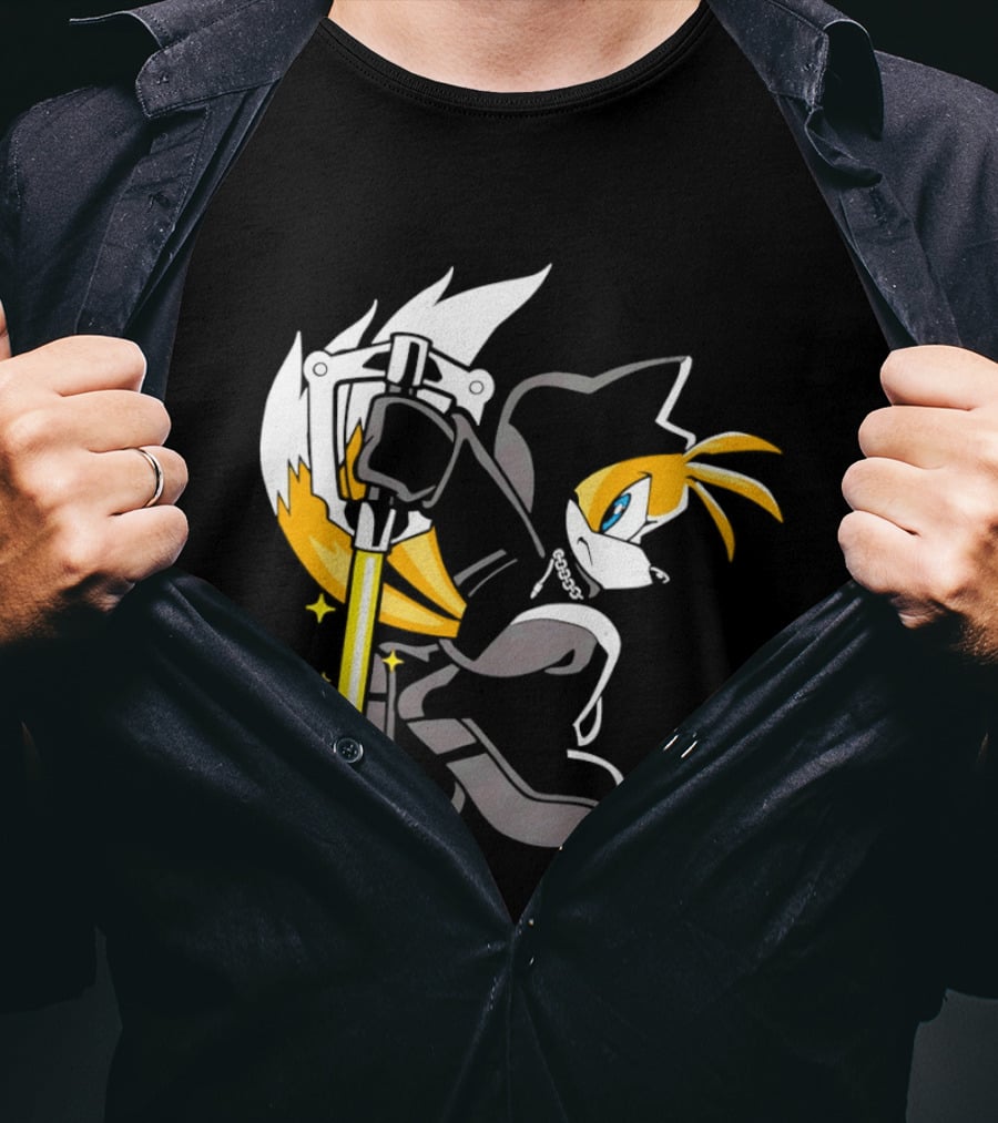 Tails The Fox In Organization XIII Cloak Holding Keyblade T-Shirt
