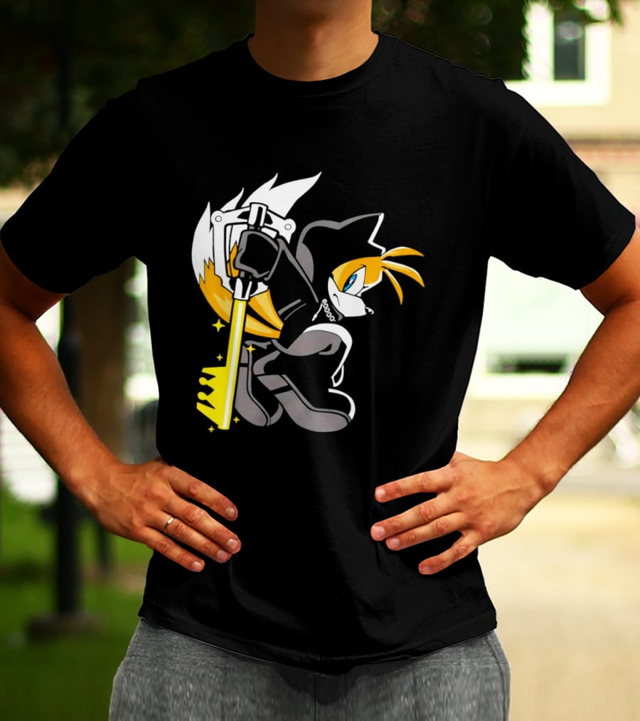 Tails The Fox In Organization XIII Cloak Holding Keyblade T-Shirt