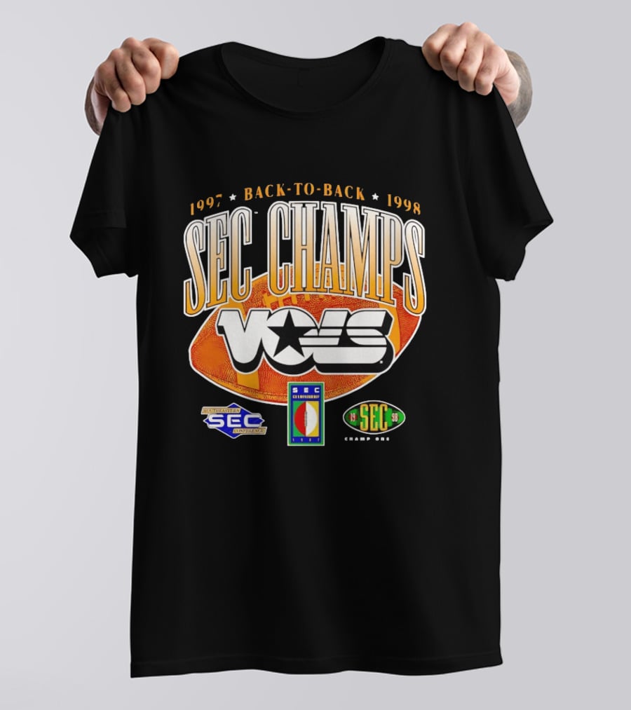 Tennessee Volunteers Vols SEC Champs Back To Back 1997 1998 Football Southeastern Conference Championship T-Shirt