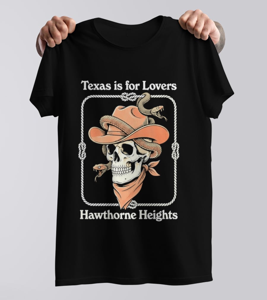 Texas Is For Lovers Hawthorne Heights Cowboy Skull T-Shirt
