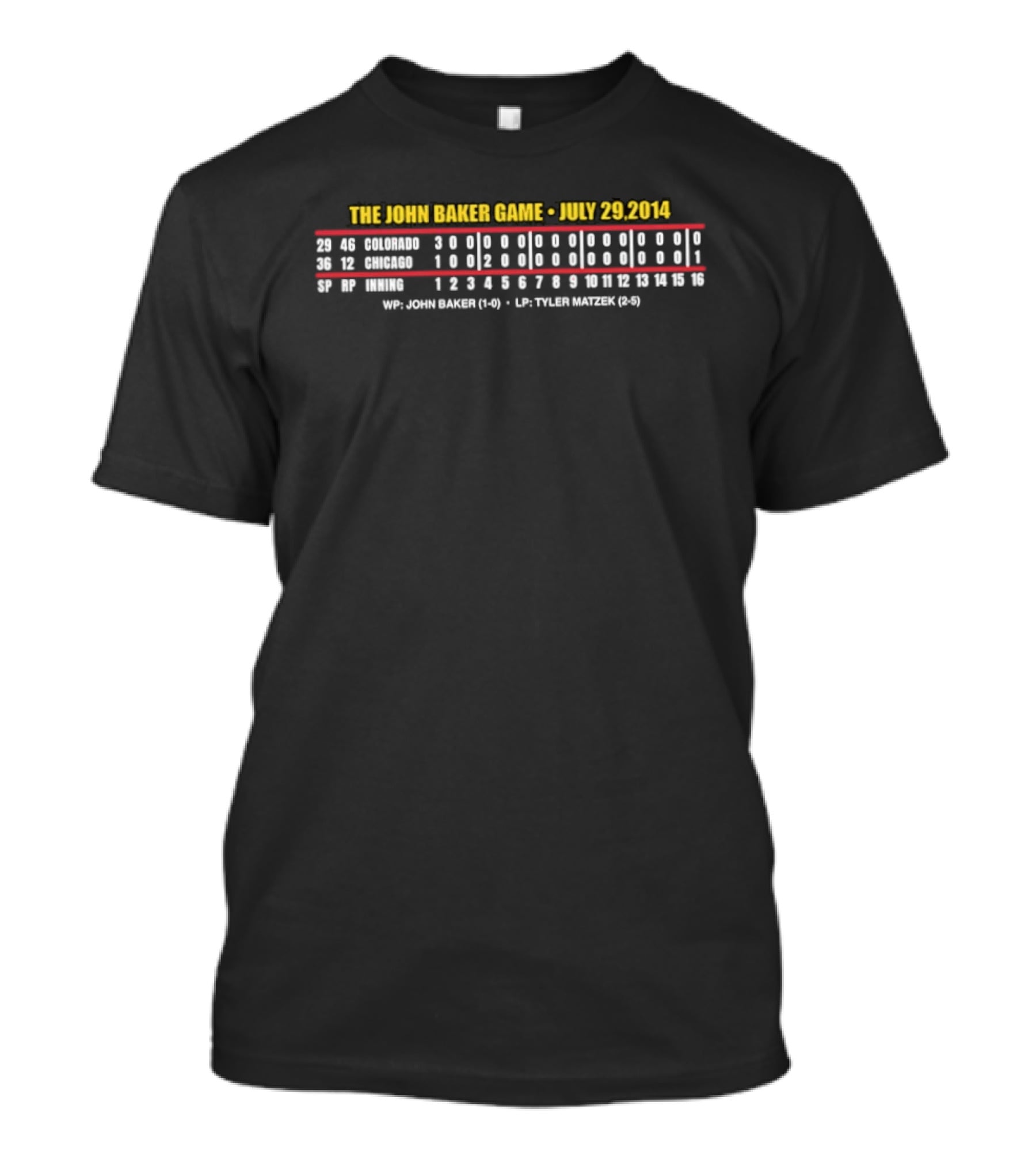 The John Baker Game July 29 2014 Cubs Vs Rockies Comprehensive Game Stats T-Shirt