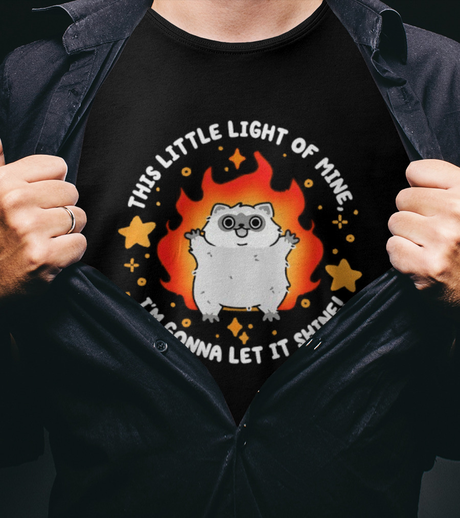This Little Light Of Mine Raccoon I'm Gonna Let It Shine Stars Flame T-Shirt