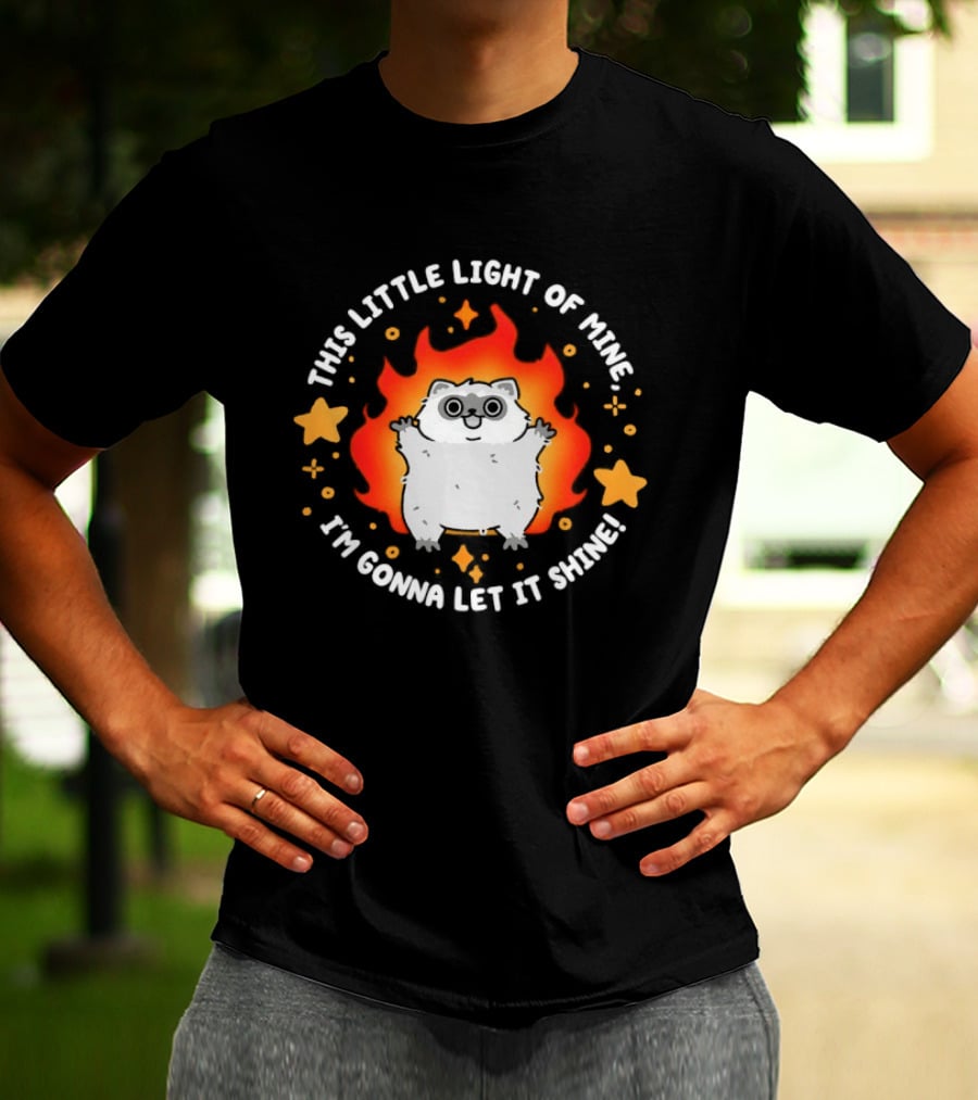 This Little Light Of Mine Raccoon I'm Gonna Let It Shine Stars Flame T-Shirt