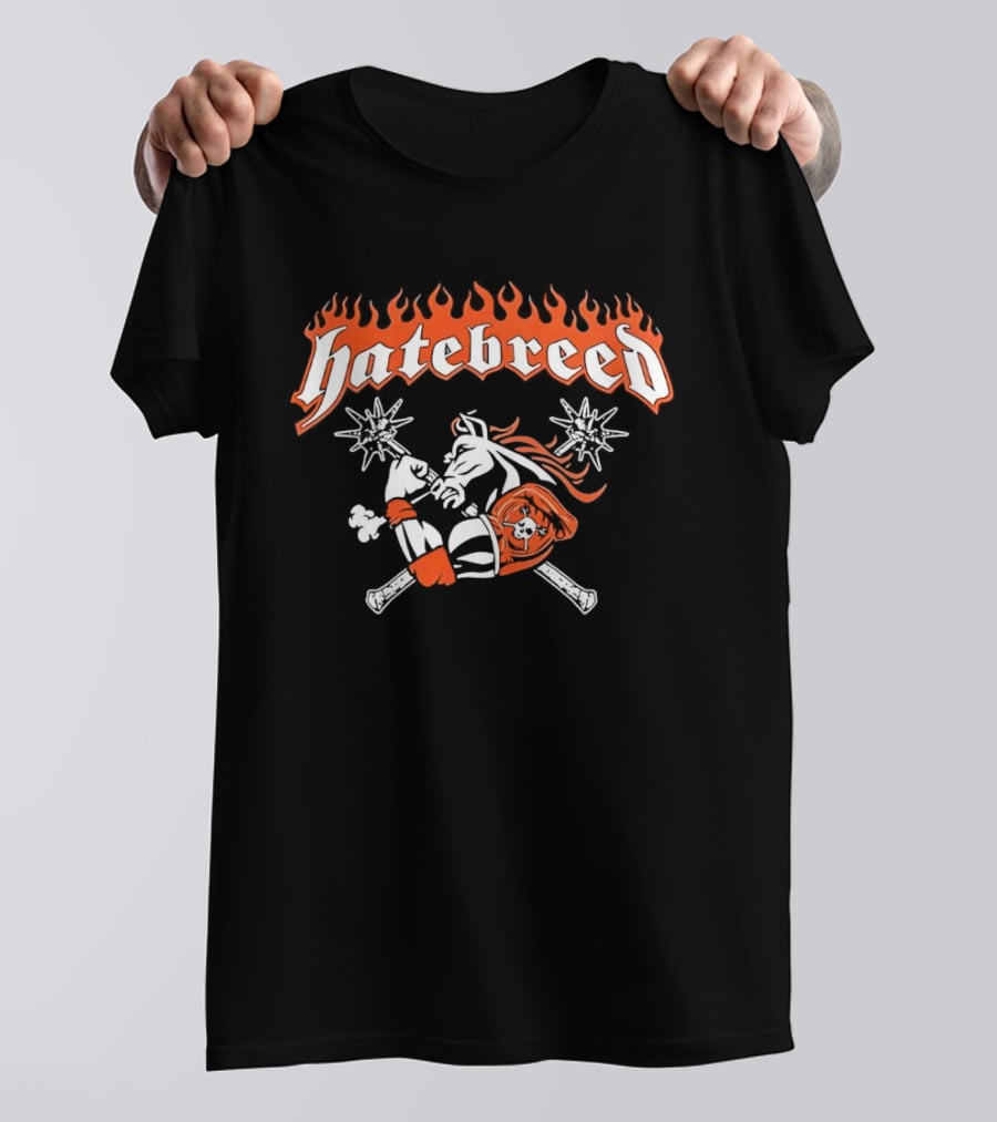 Hatebreed Flames Sword And Shield Skull Flames T-Shirt