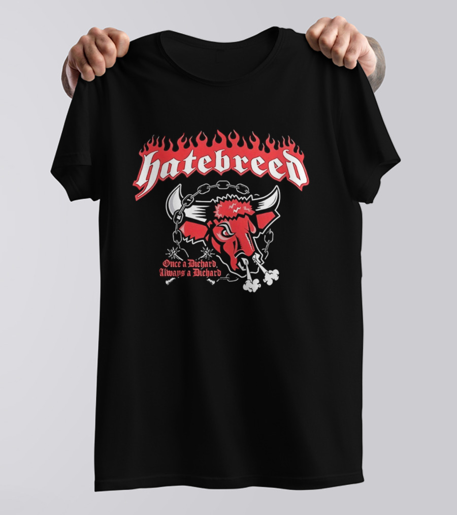 Hatebreed Once A Diehard Always A Diehard Bull Flames Chain T-Shirt