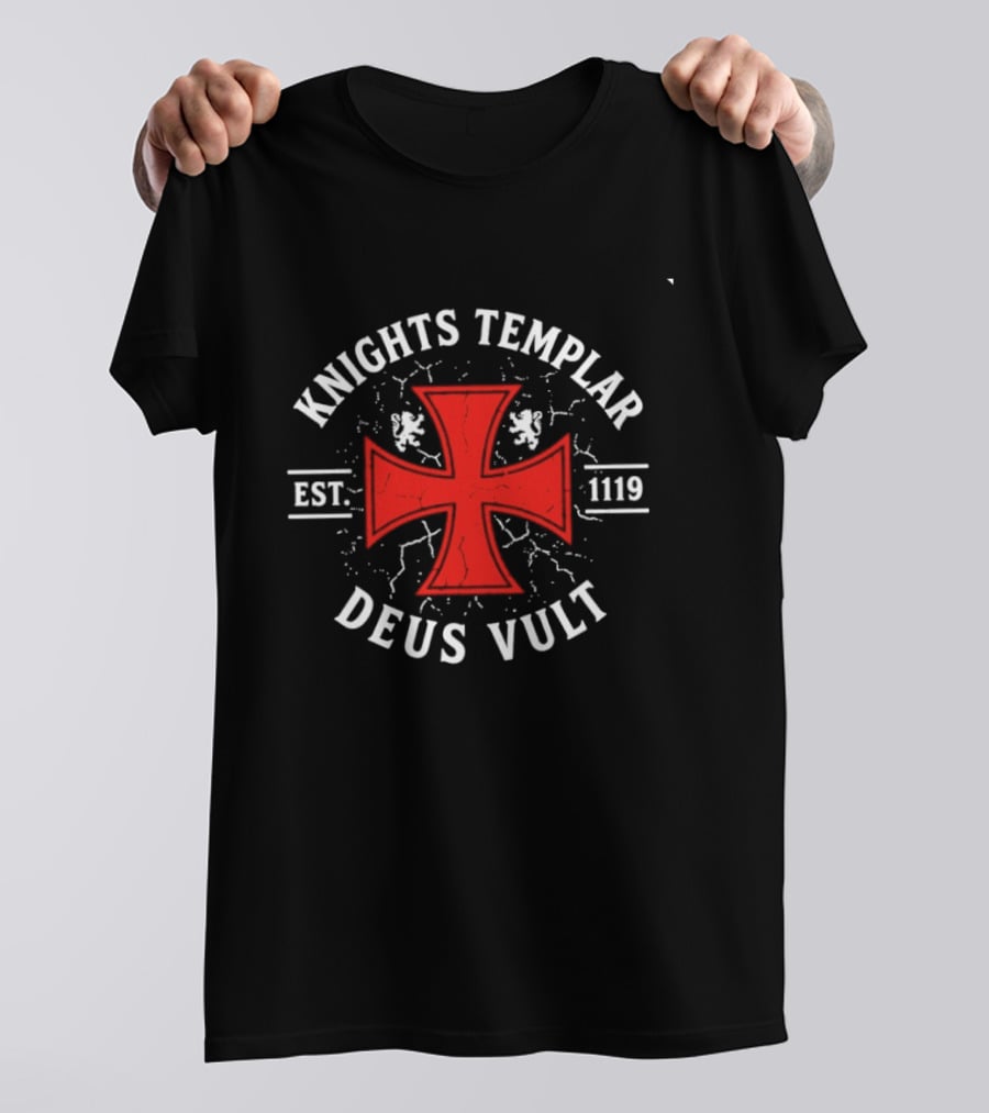 Knights Templar Est 1119 Deus Vult Red Cross T-Shirt
