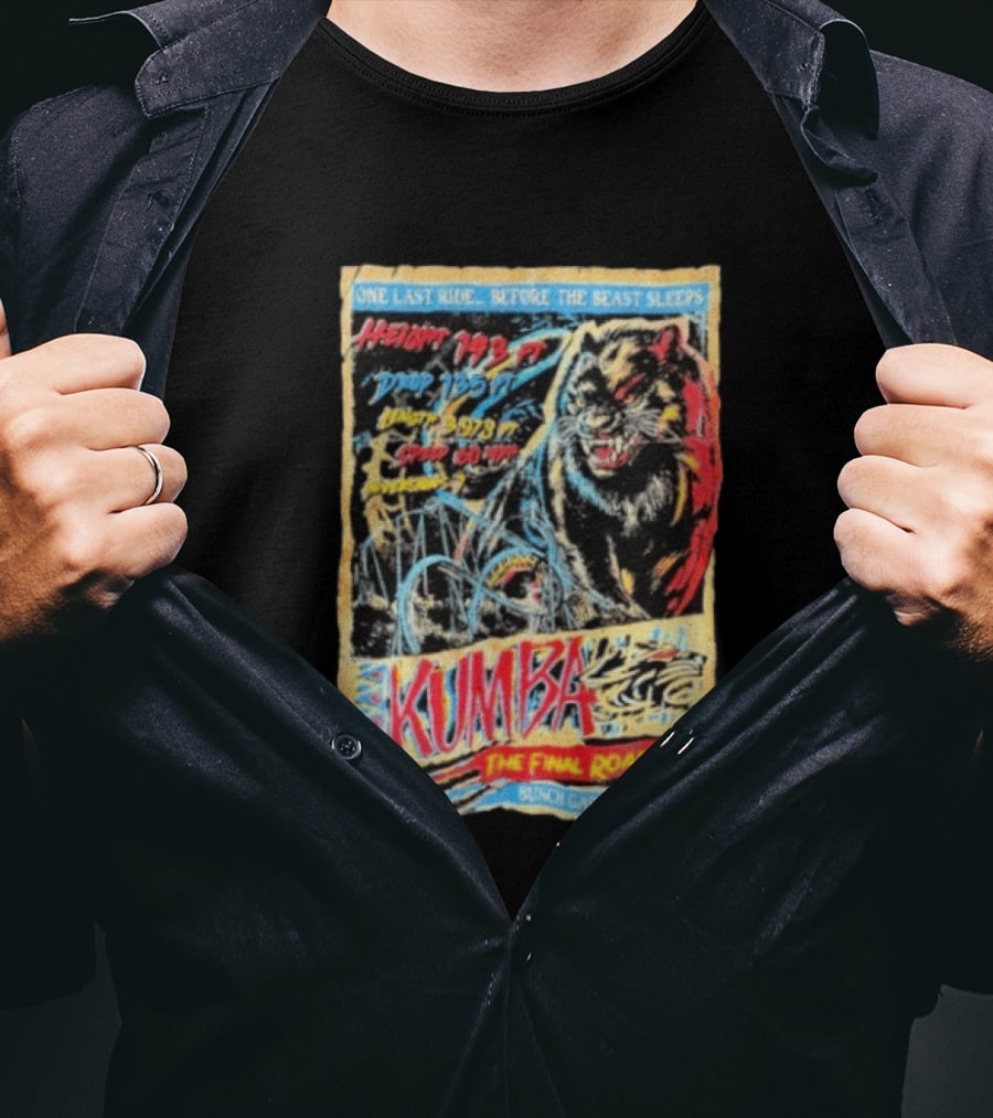 Kumba The Final Roar 2026 Busch Gardens Tampa One Last Ride Height 143 Ft Drop 135 Ft Length 3978 Ft Speed 60 Mph T-Shirt