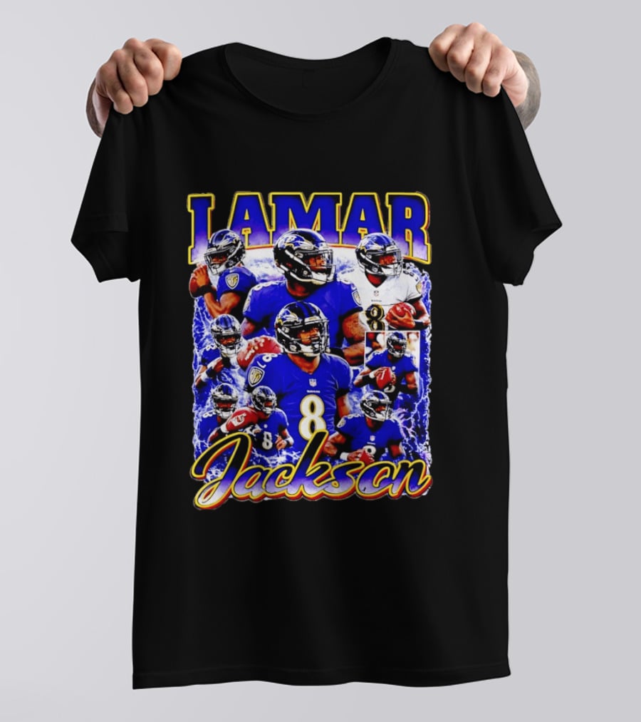 Lamar Jackson Baltimore Ravens NFL Football Star 8 T-Shirt