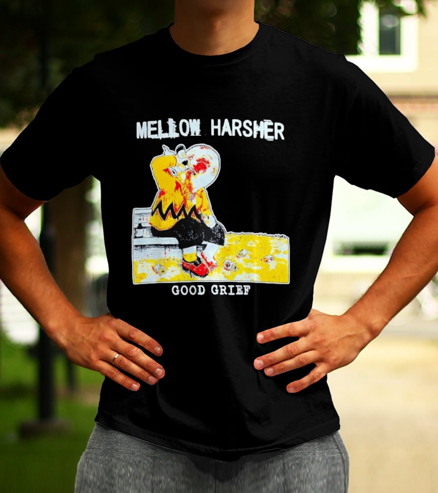 Mellow Harsher Good Grief Charlie Brown Drinking Image T-Shirt