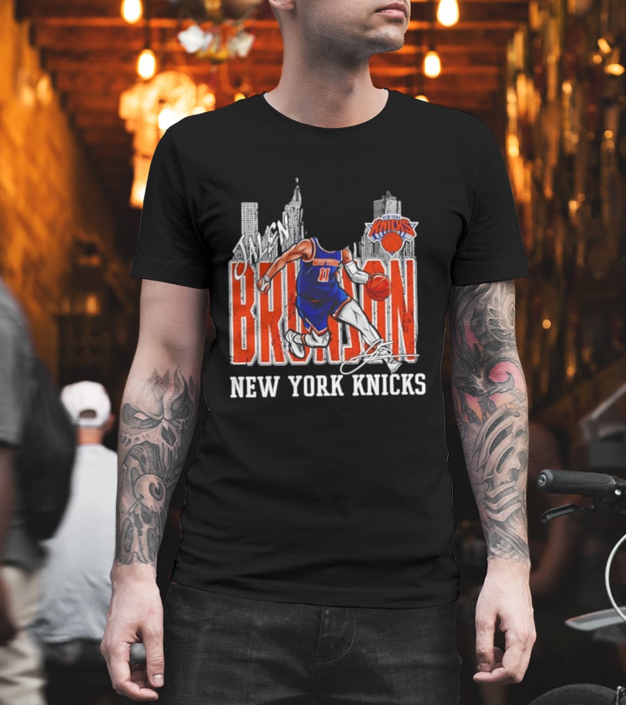 Jalen Brunson New York Knicks Basketball City Skyline T-Shirt