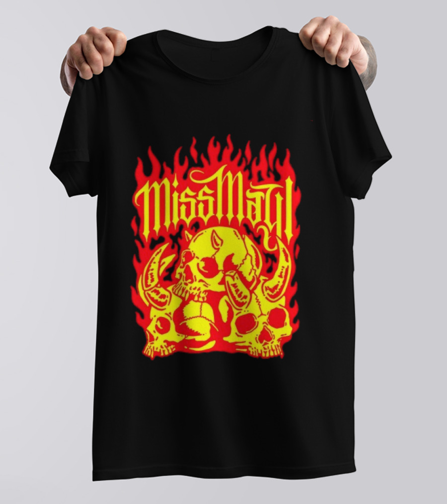 Miss May I Flaming Skulls Fire Metalcore Band T-Shirt