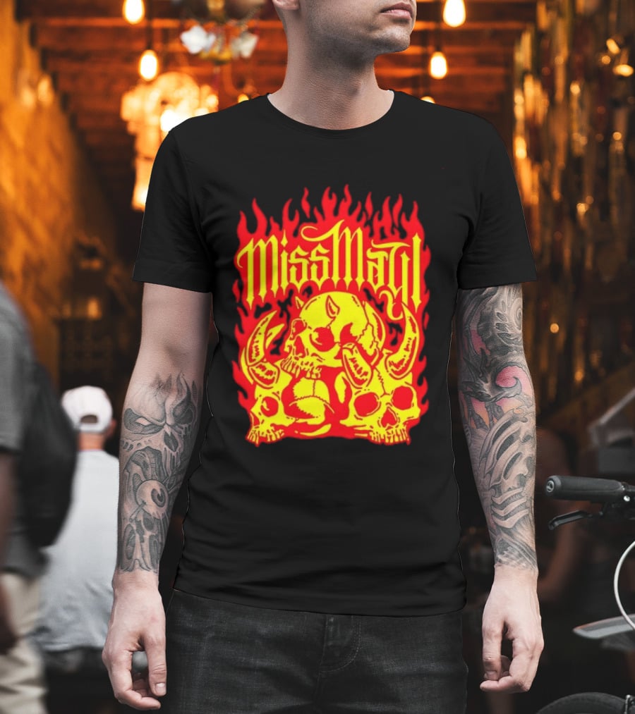 Miss May I Flaming Skulls Fire Metalcore Band T-Shirt