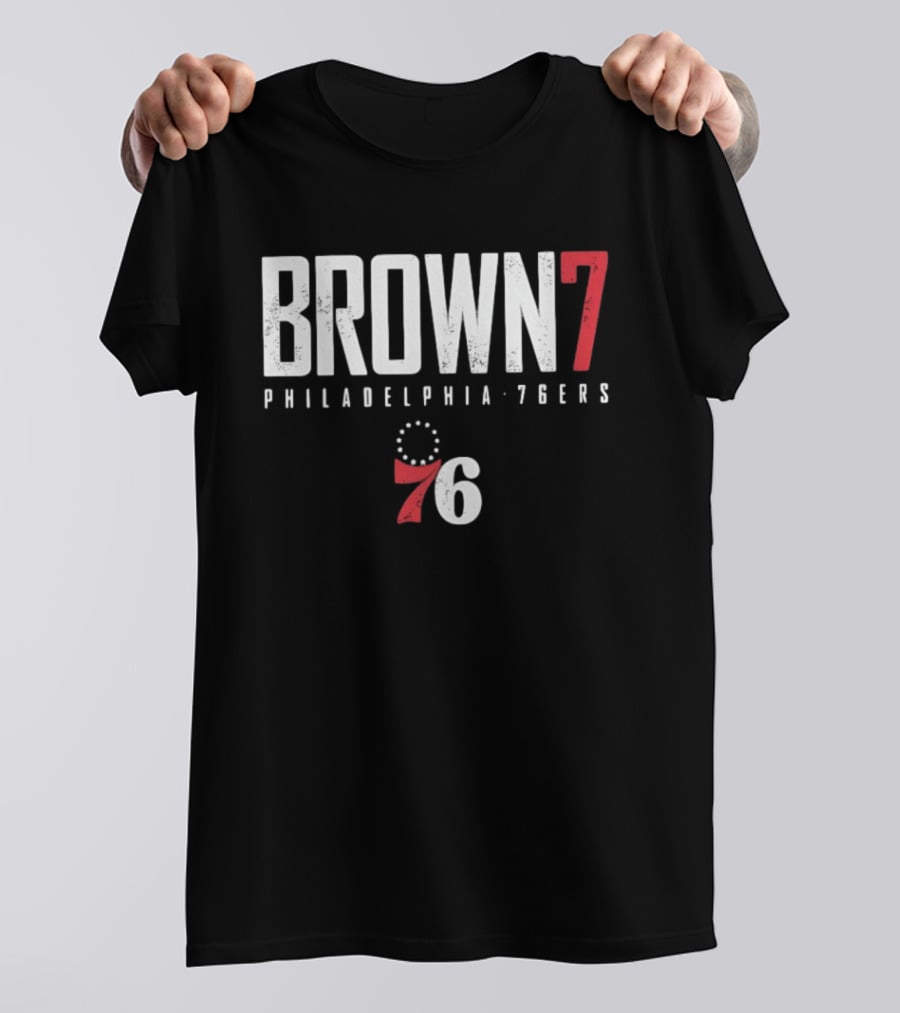 BROWN 7 Philadelphia 76ers 76 Basketball T-Shirt