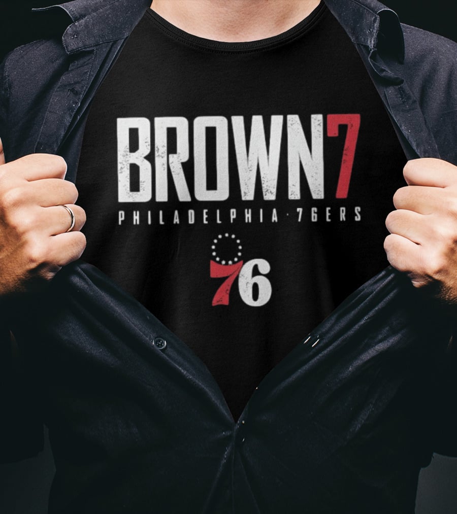BROWN 7 Philadelphia 76ers 76 Basketball T-Shirt