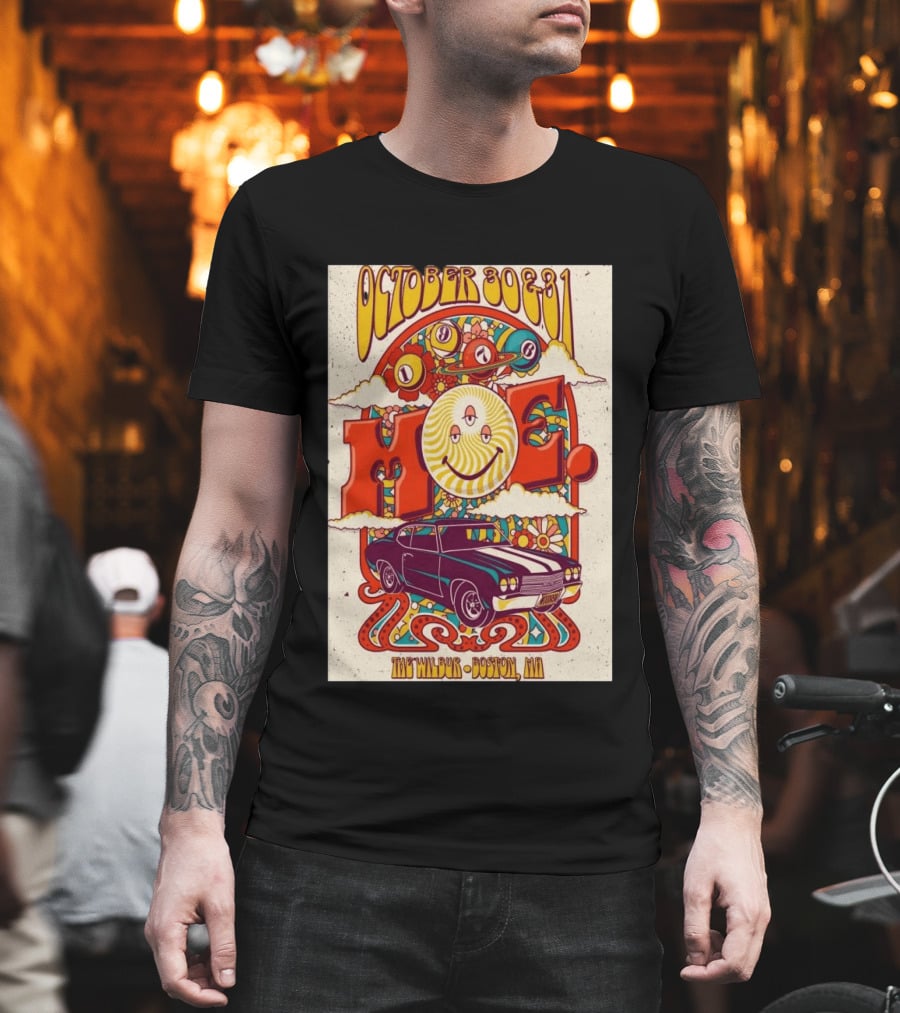 Moe October 30 31 The Wilbur Boston MA Psychedelic Eye Smile 2026 Vintage Car T-Shirt