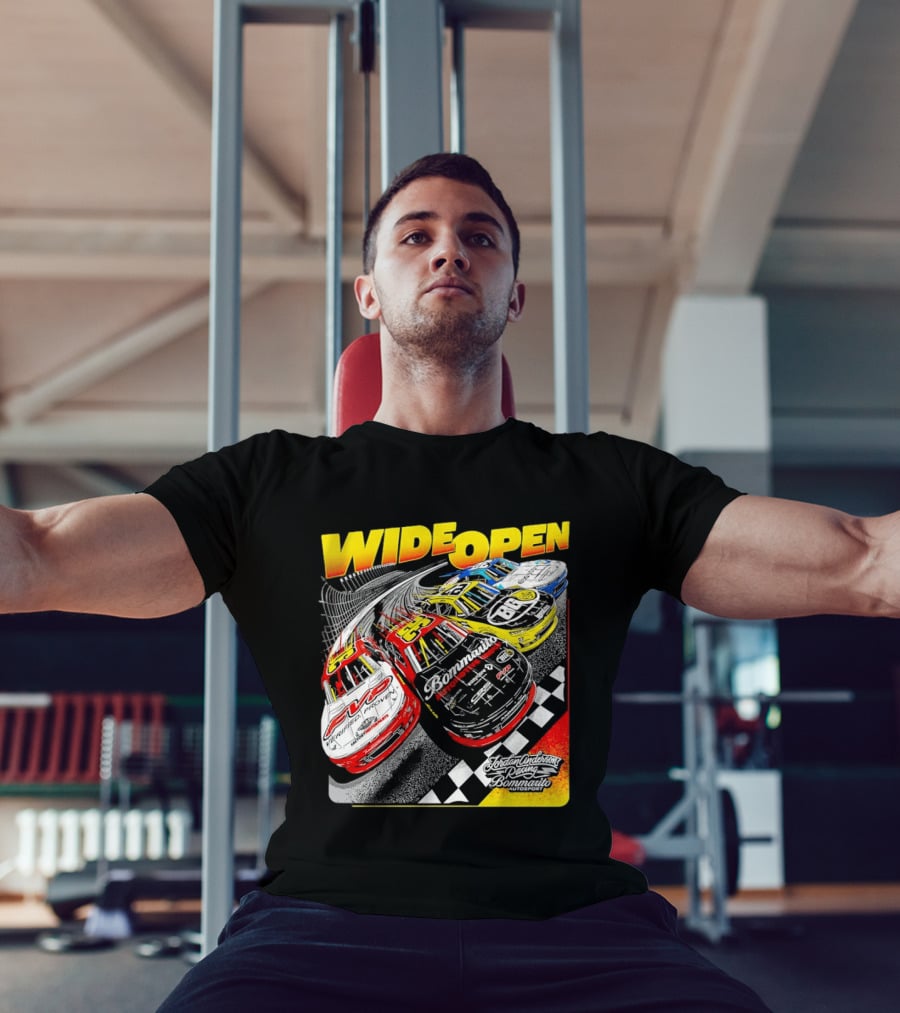 Wide Open Jordan Anderson Racing Bommarito Autosport Race Cars Checkered Track T-Shirt