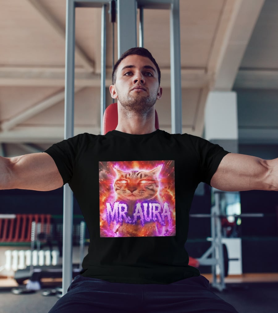 Mr. Aura Cat Fiery Cosmic Internet Culture Phenomenon T-Shirt