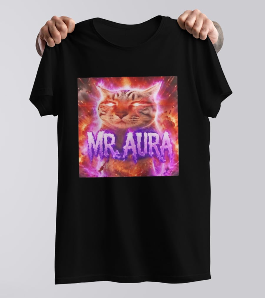 Mr. Aura Cat Fiery Cosmic Internet Culture Phenomenon T-Shirt