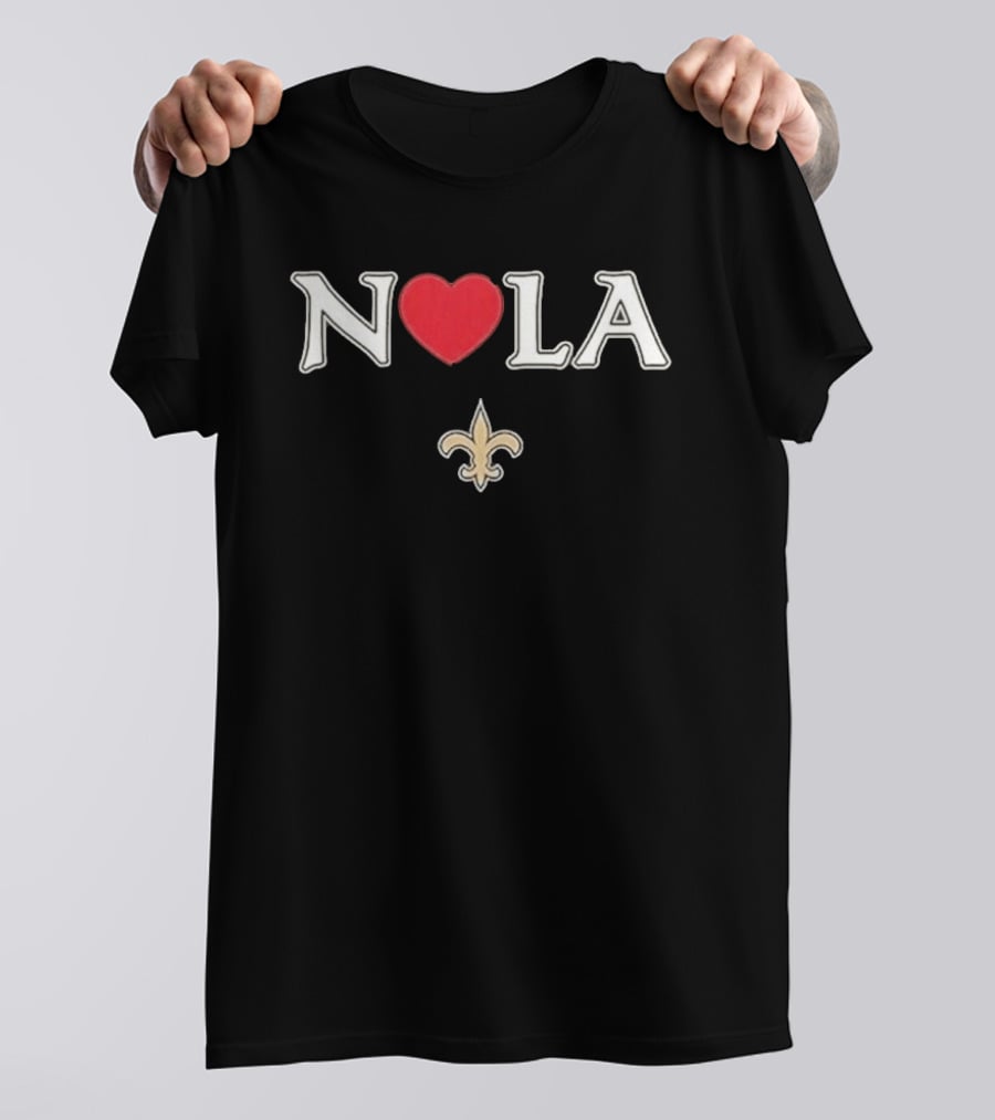 NOLA Heart Fleur De Lis New Orleans Saints T-Shirt