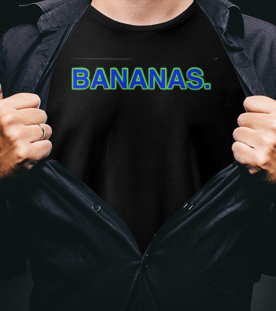 Bananas Fruit Yellow Food Bold Blue Green T-Shirt