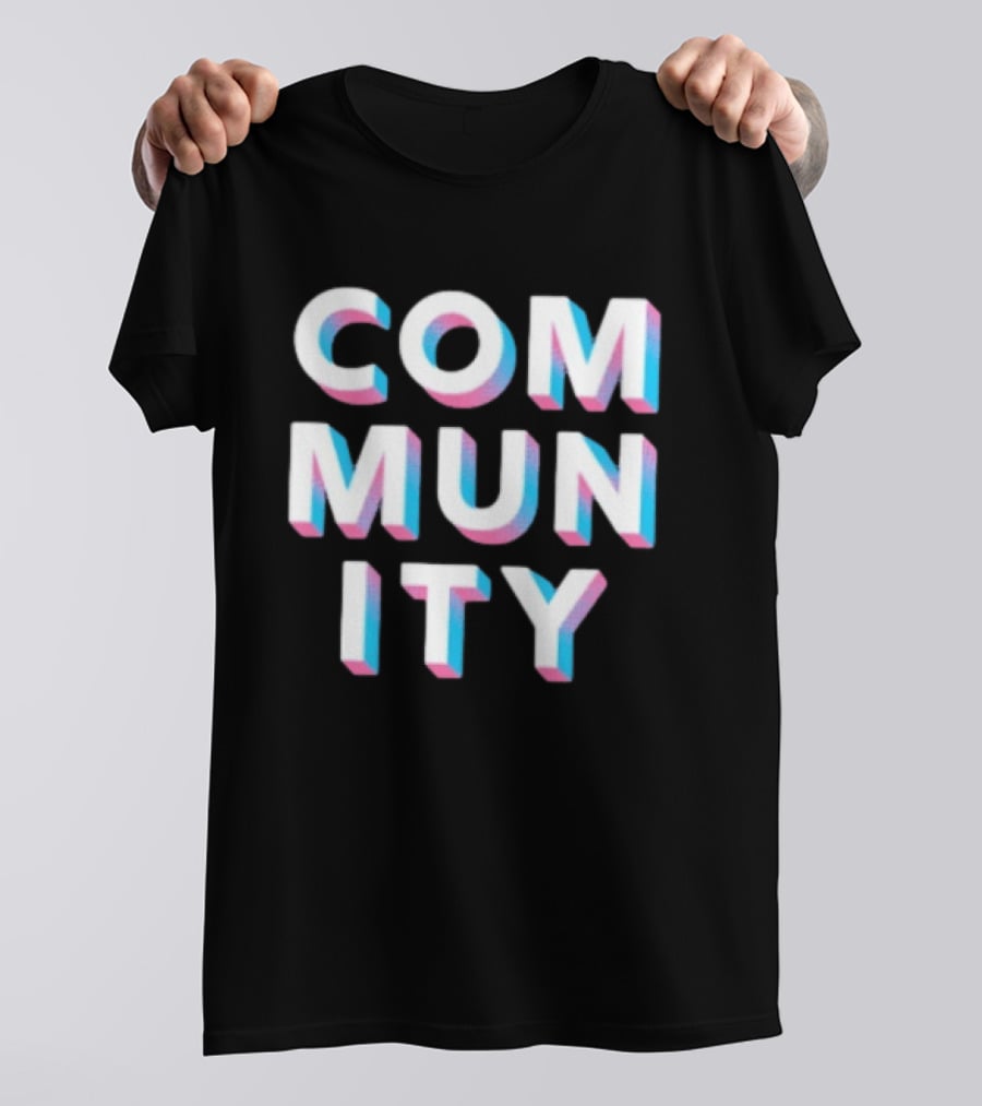 Community Colorful 3D Text Block T-Shirt