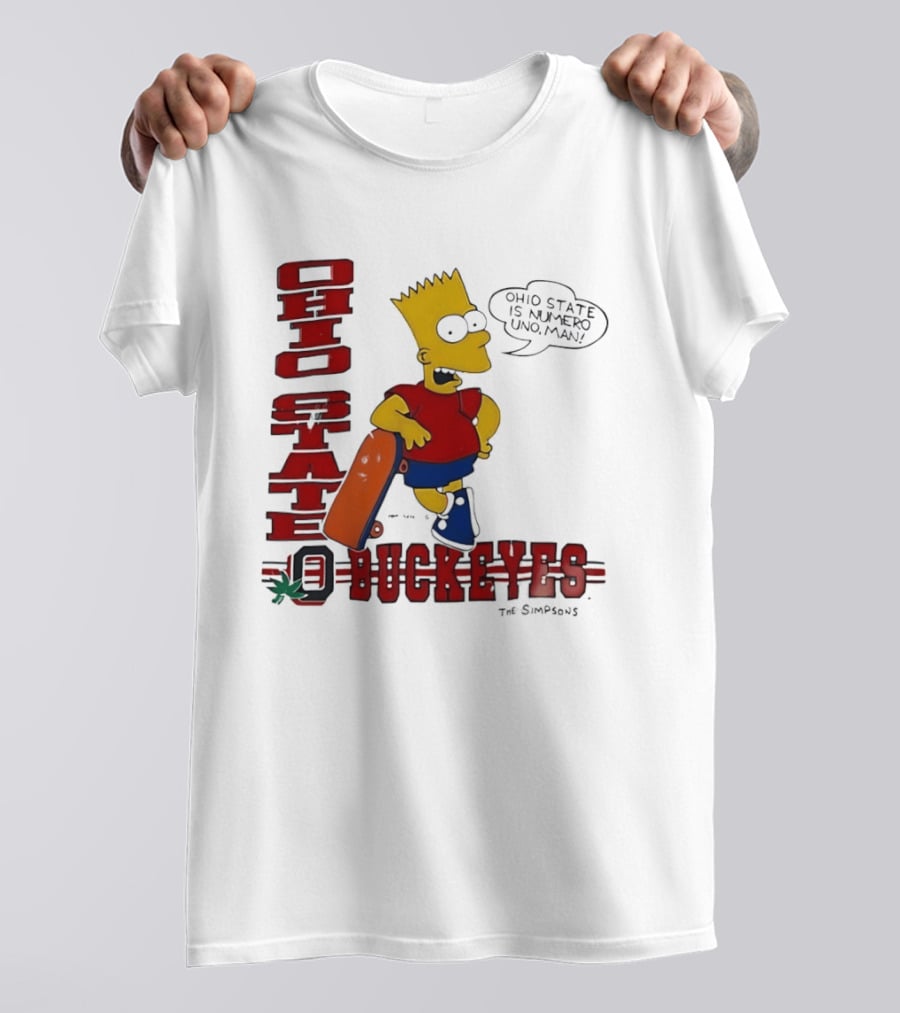 Ohio State Buckeyes Bart Simpson Numero Uno Man Skateboard T-Shirt