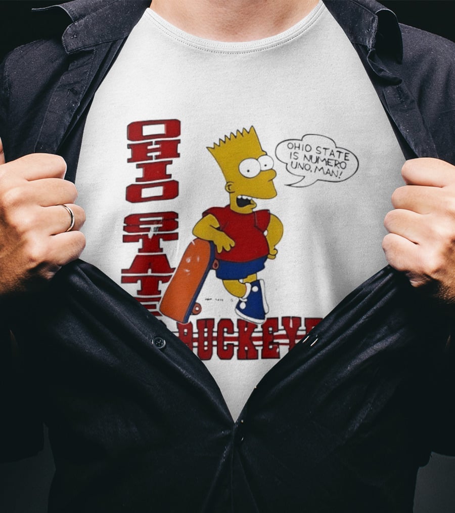 Ohio State Buckeyes Bart Simpson Numero Uno Man Skateboard T-Shirt