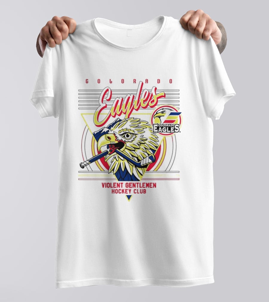 Colorado Eagles Eagle Biting Stick Violent Gentlemen Hockey Club T-Shirt