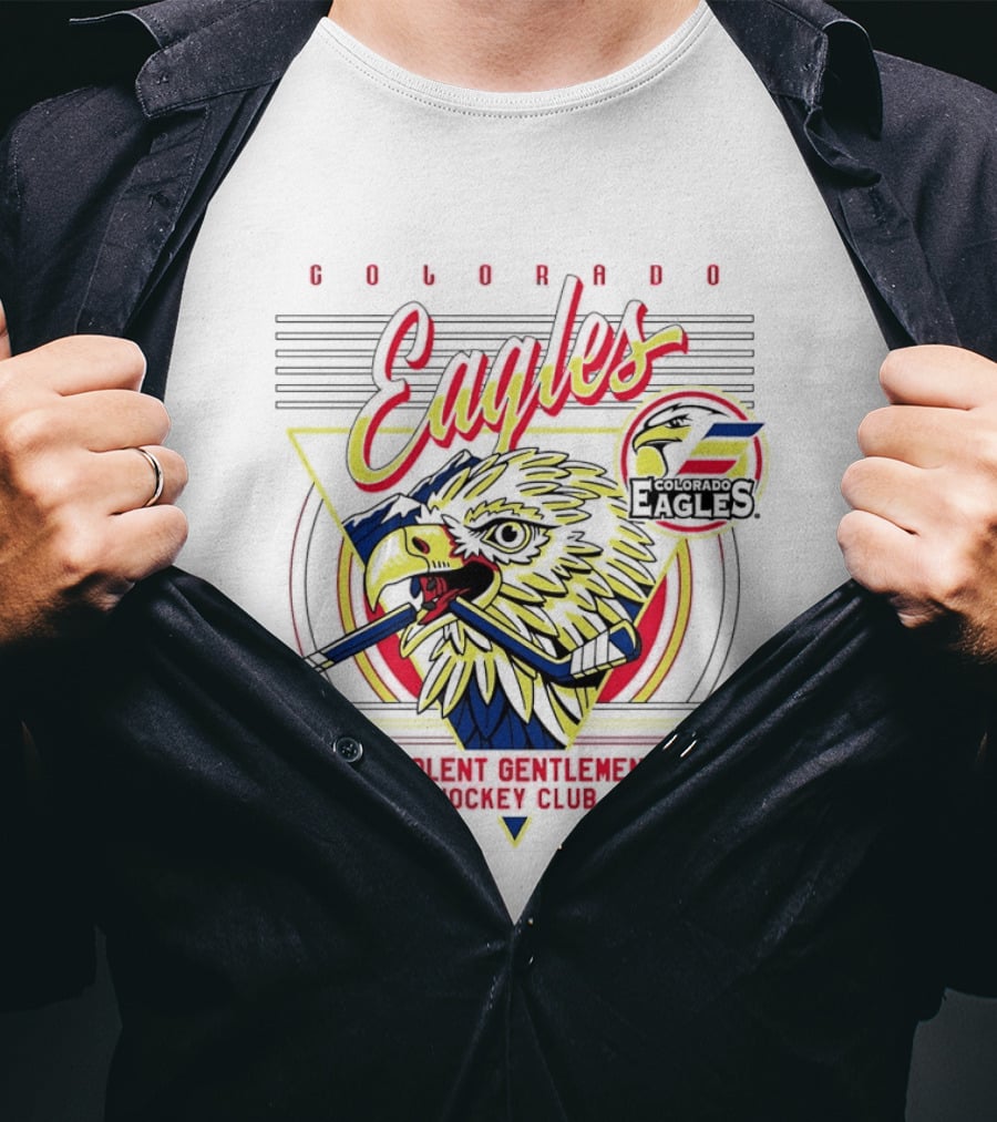 Colorado Eagles Eagle Biting Stick Violent Gentlemen Hockey Club T-Shirt