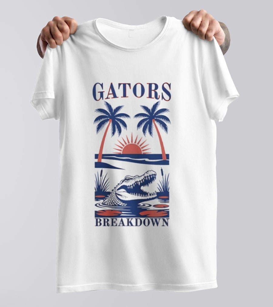 Florida Gators Tropical Sunset Alligator Breakdown Palms T-Shirt
