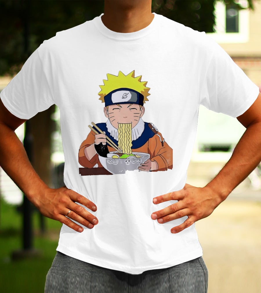 Naruto Uzumaki Ramen Eating Scene Anime Manga Character Popular T-Shirt