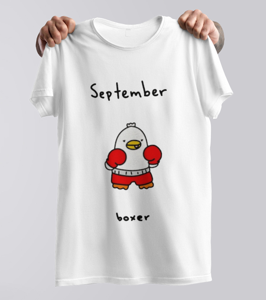 September Boxer Duck Boxing Red Gloves Whimsical Bird T-Shirt
