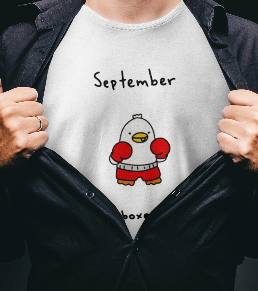 September Boxer Duck Boxing Red Gloves Whimsical Bird T-Shirt